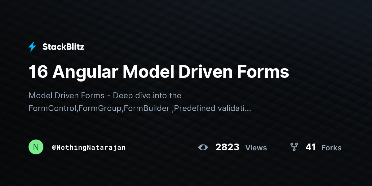 16 Angular Model Driven Forms - StackBlitz