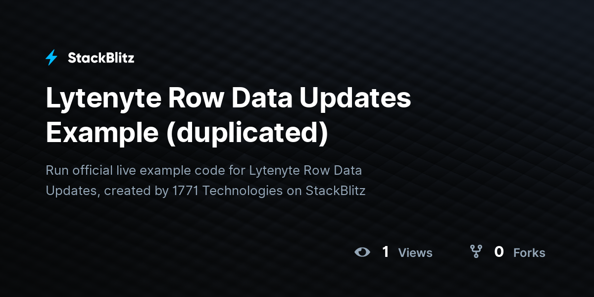 Lytenyte Row Data Updates Example (duplicated) - StackBlitz