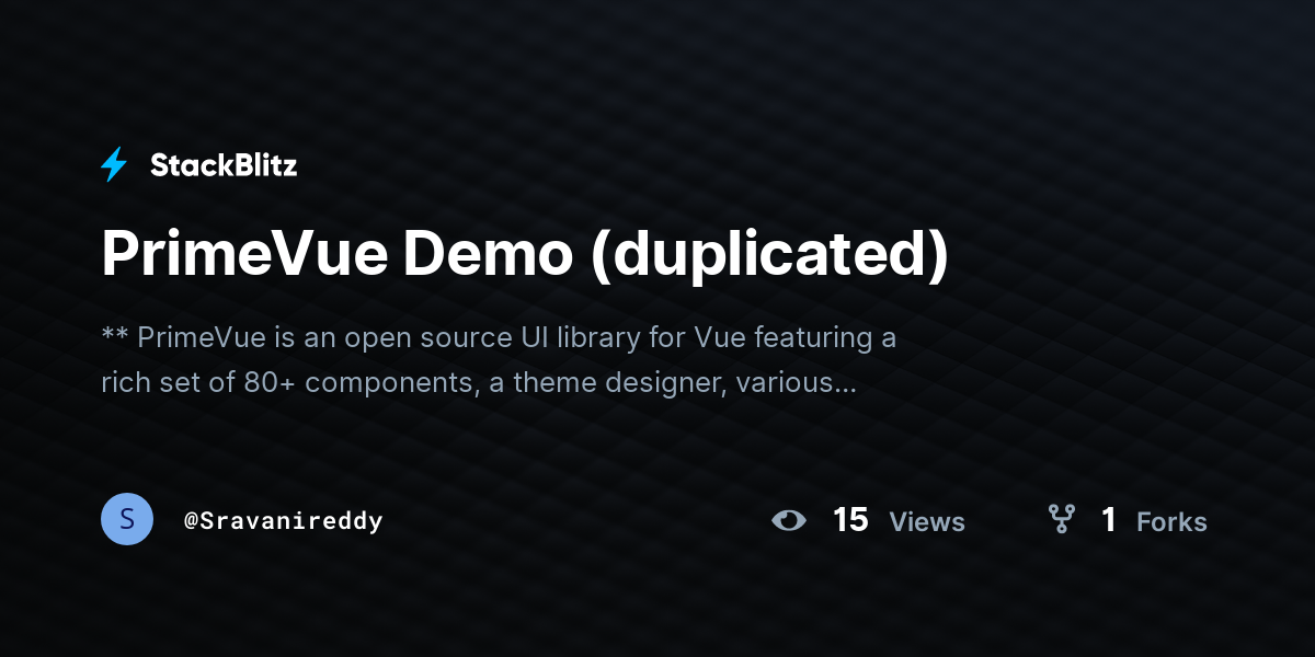 PrimeVue Demo (duplicated) - StackBlitz