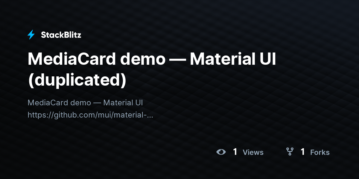 MediaCard demo — Material UI (duplicated) - StackBlitz
