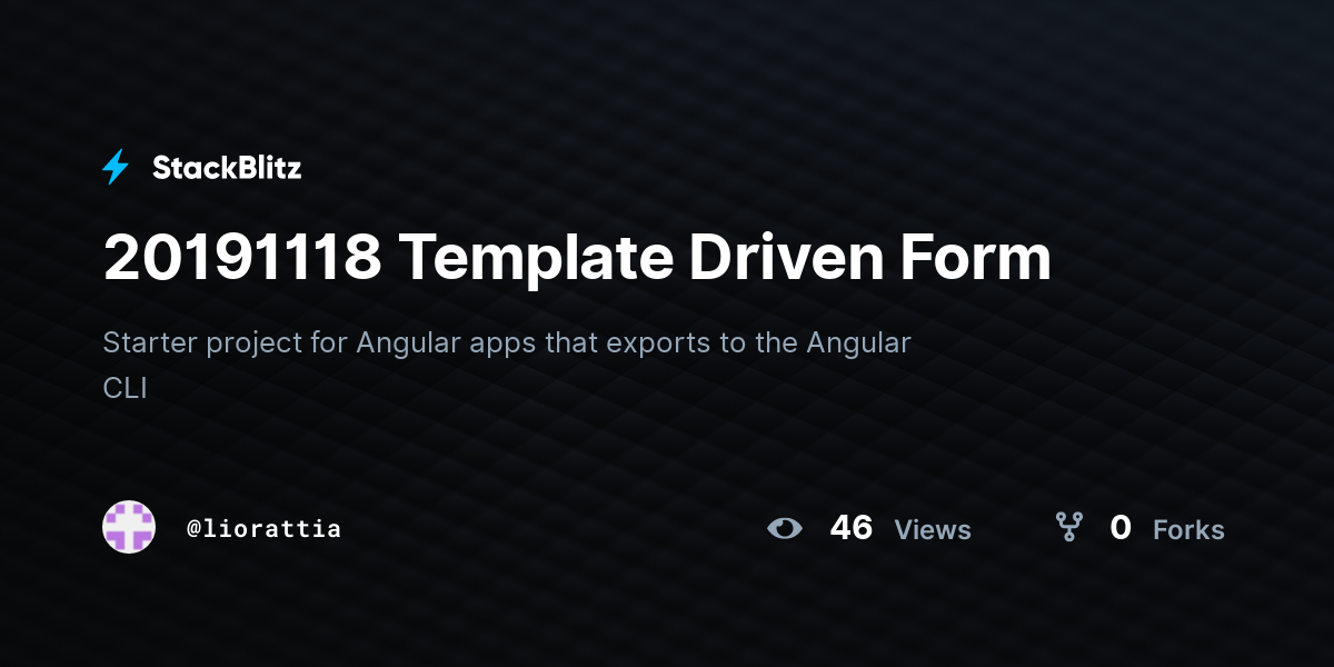20191118 Template Driven Form - StackBlitz