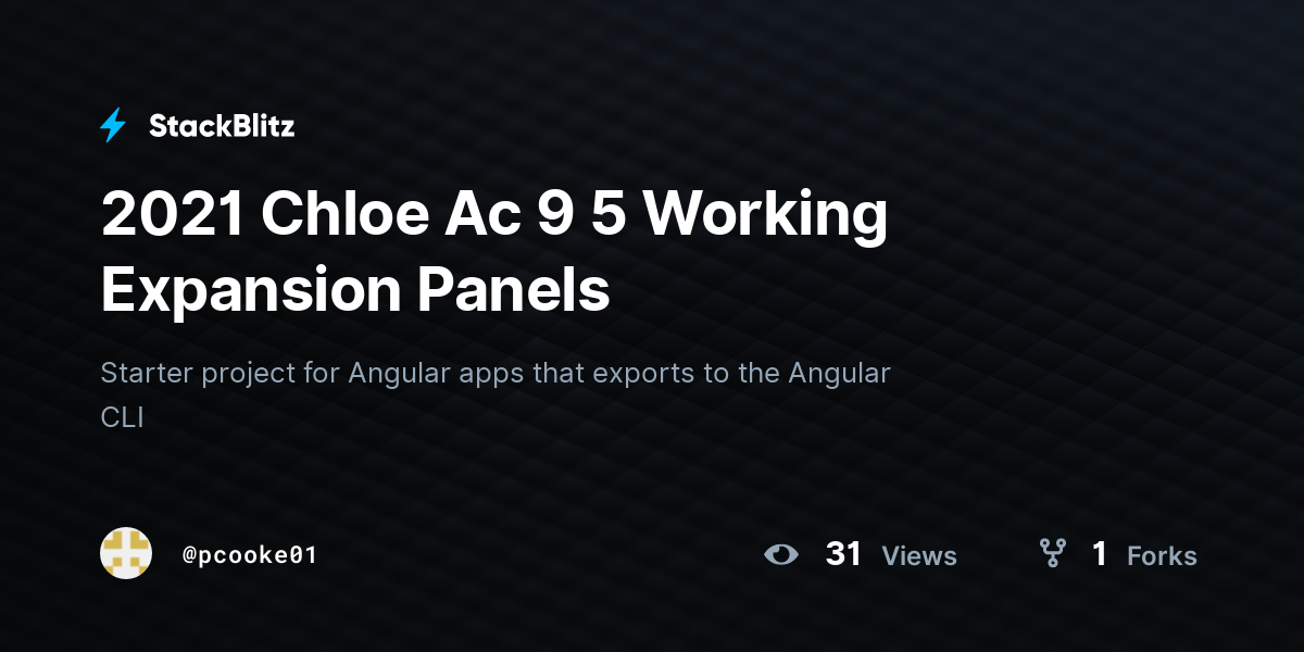 2021 Chloe Ac 9 5 Working Expansion Panels - StackBlitz