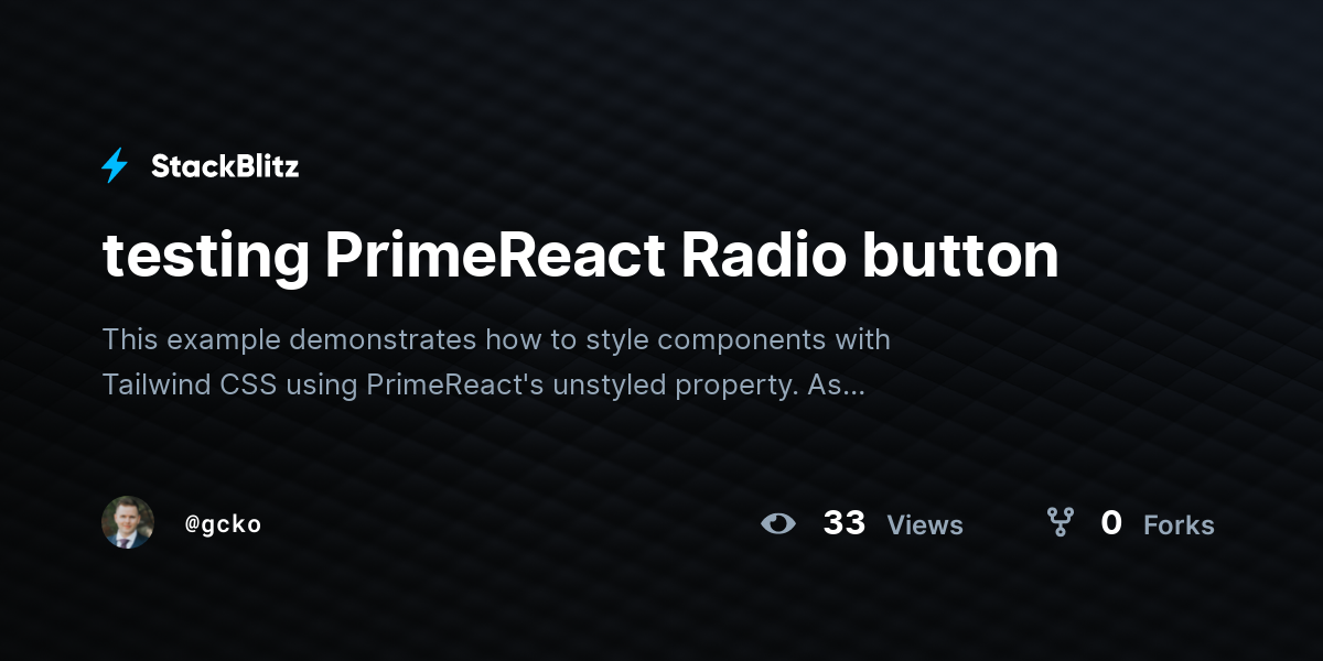testing PrimeReact Radio button - StackBlitz