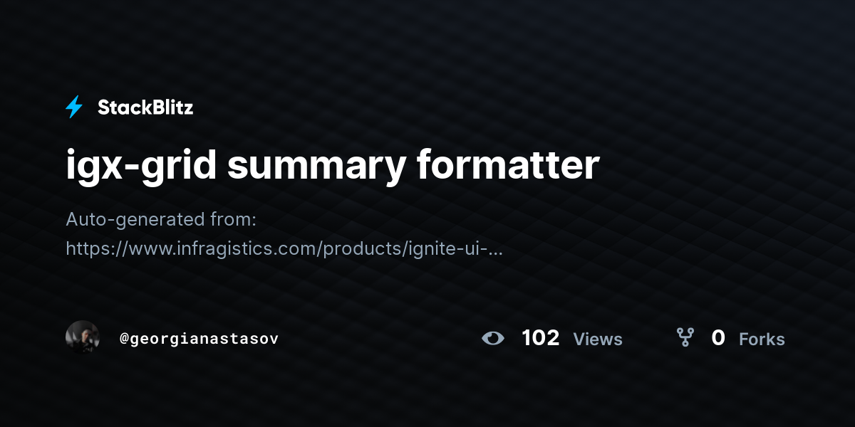 Igx grid summary formatter stackblitz
