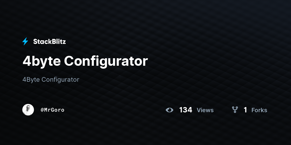 4byte Configurator - StackBlitz