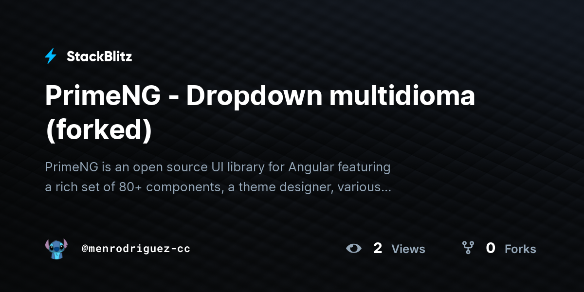 PrimeNG - Dropdown multidioma (forked) - StackBlitz