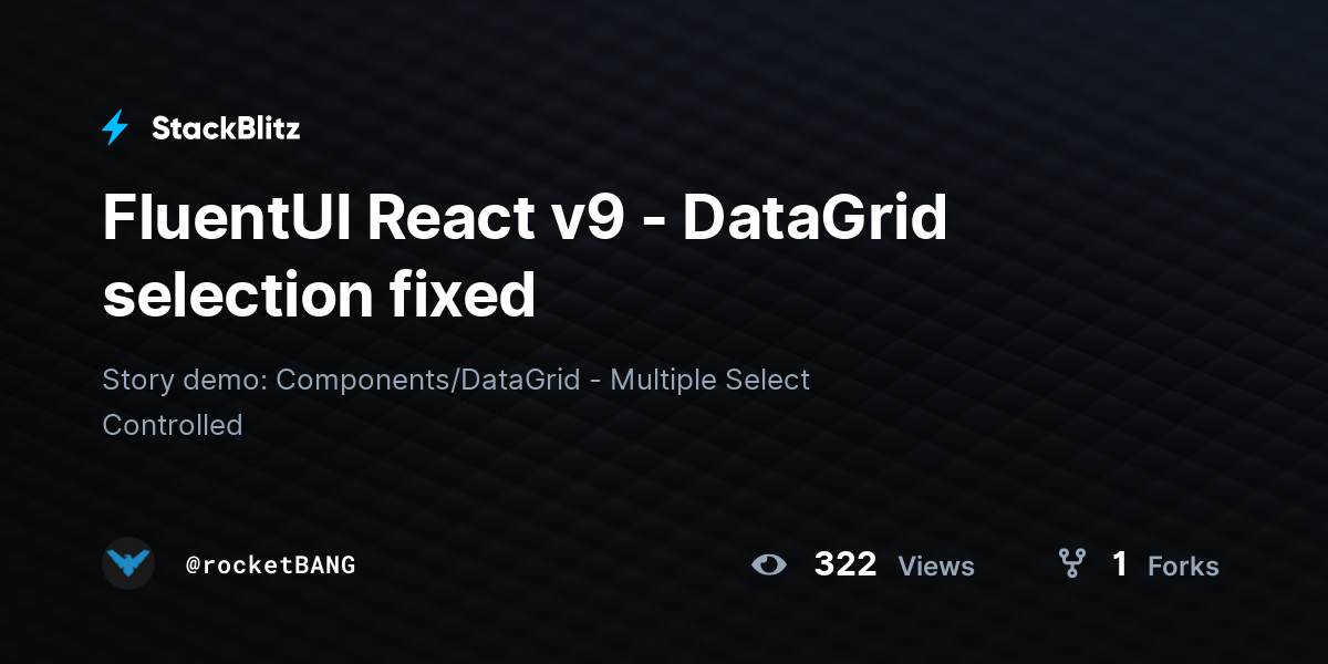FluentUI React v9 - DataGrid selection fixed - StackBlitz