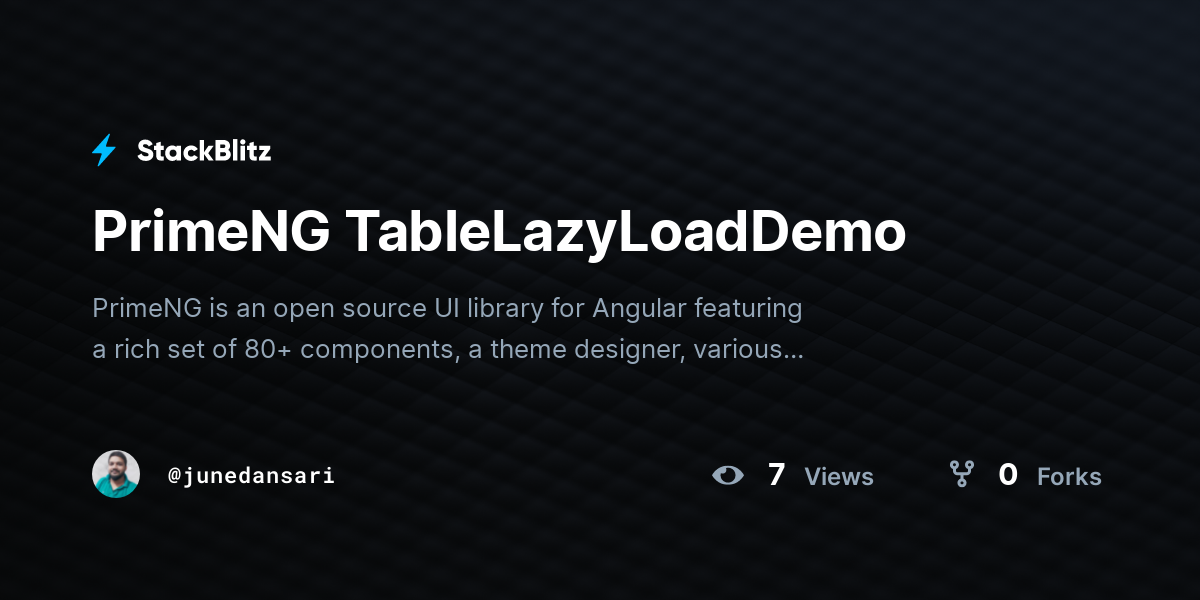 PrimeNG TableLazyLoadDemo - StackBlitz