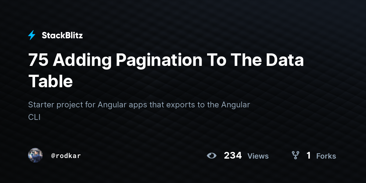 75 Adding Pagination To The Data Table - StackBlitz