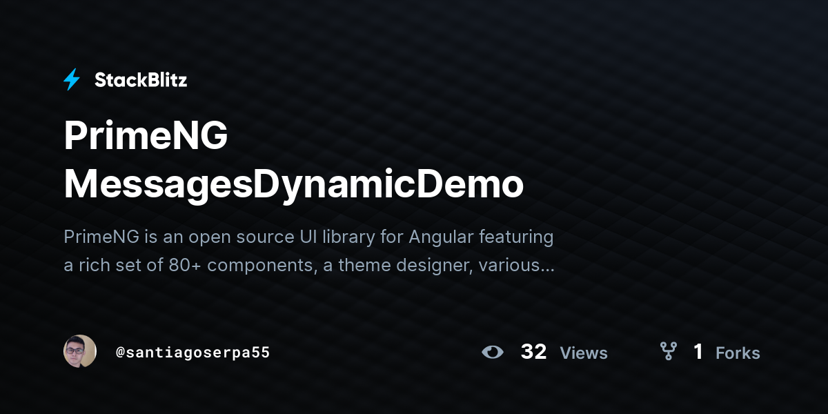 PrimeNG MessagesDynamicDemo - StackBlitz