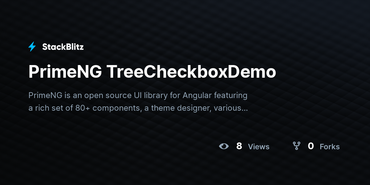 PrimeNG TreeCheckboxDemo - StackBlitz