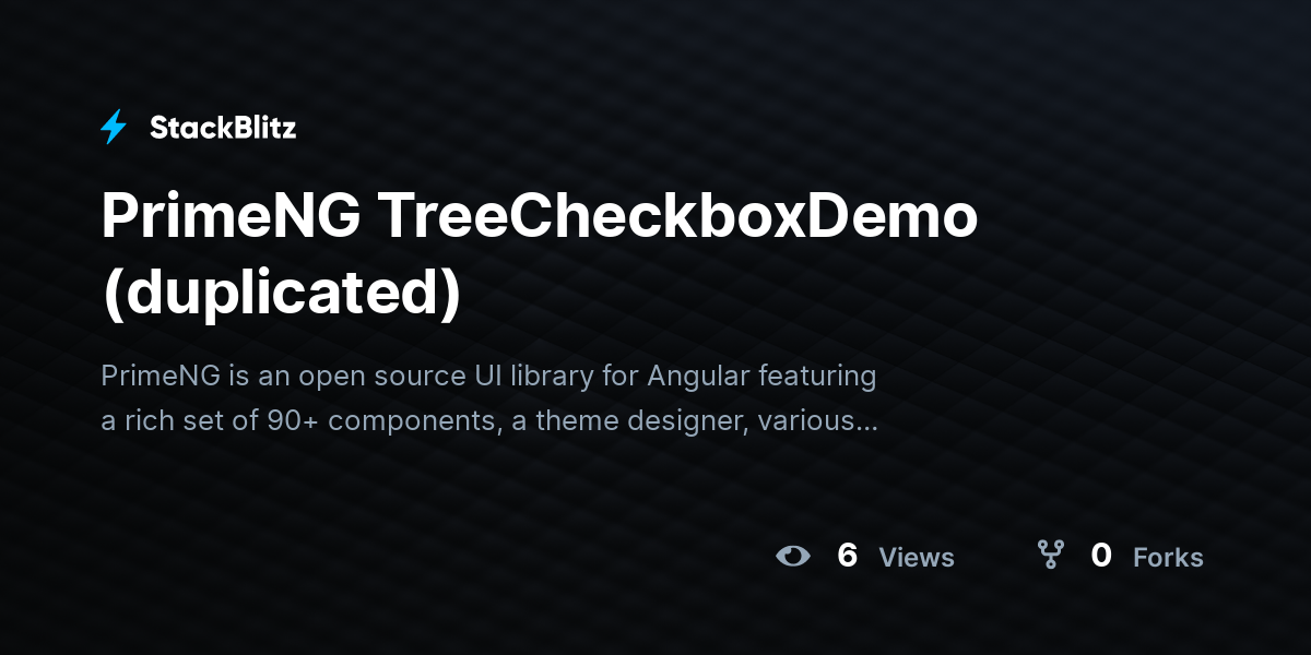 PrimeNG TreeCheckboxDemo (duplicated) - StackBlitz