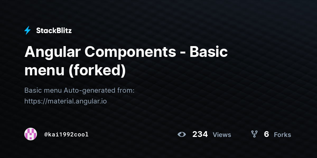 Angular Components - Basic menu (forked) - StackBlitz