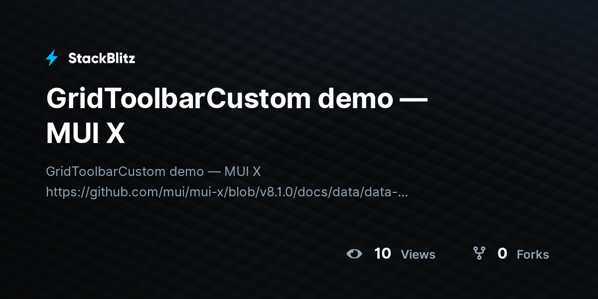GridToolbarCustom demo — MUI X - StackBlitz