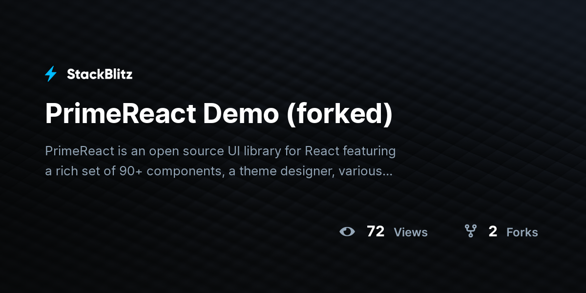 PrimeReact Demo (forked) - StackBlitz