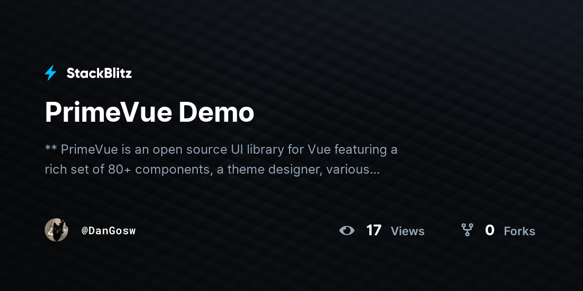 PrimeVue Demo - StackBlitz