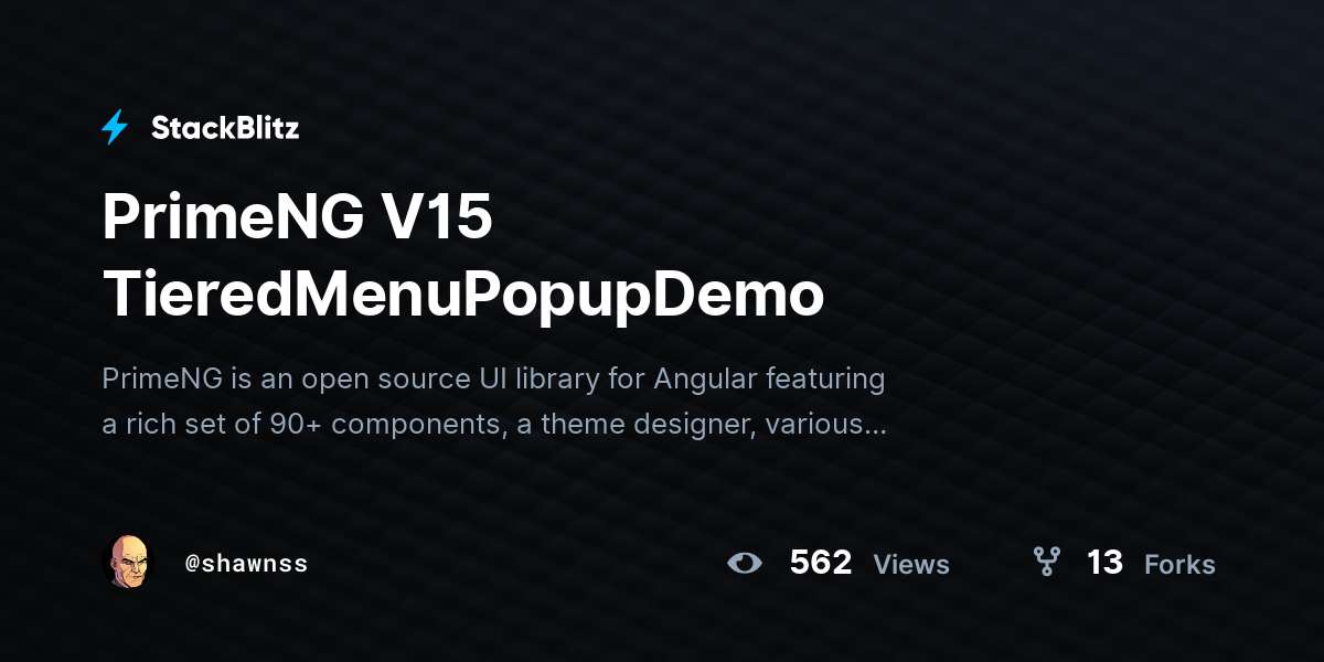 PrimeNG V15 TieredMenuPopupDemo - StackBlitz