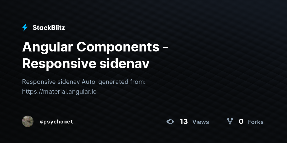 Angular Components Responsive sidenav StackBlitz