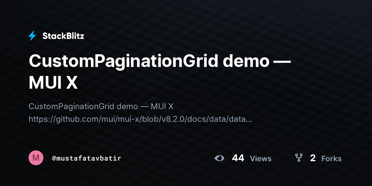 CustomPaginationGrid demo — MUI X - StackBlitz
