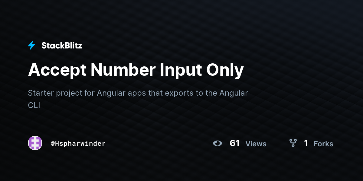 Accept Number Input Only - StackBlitz
