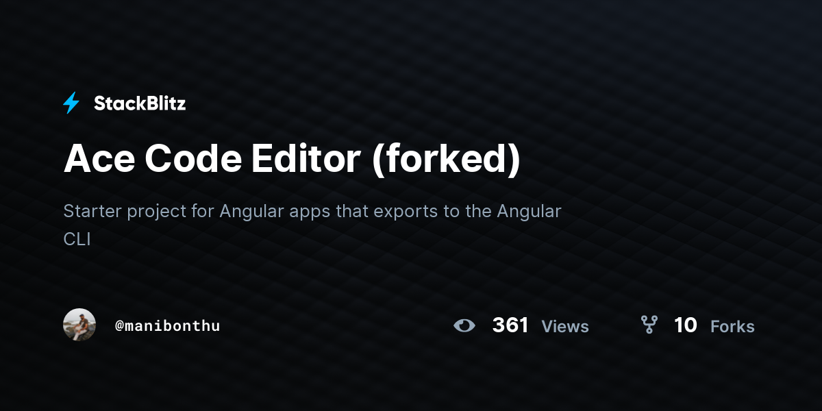 Ace Code Editor (forked) - StackBlitz