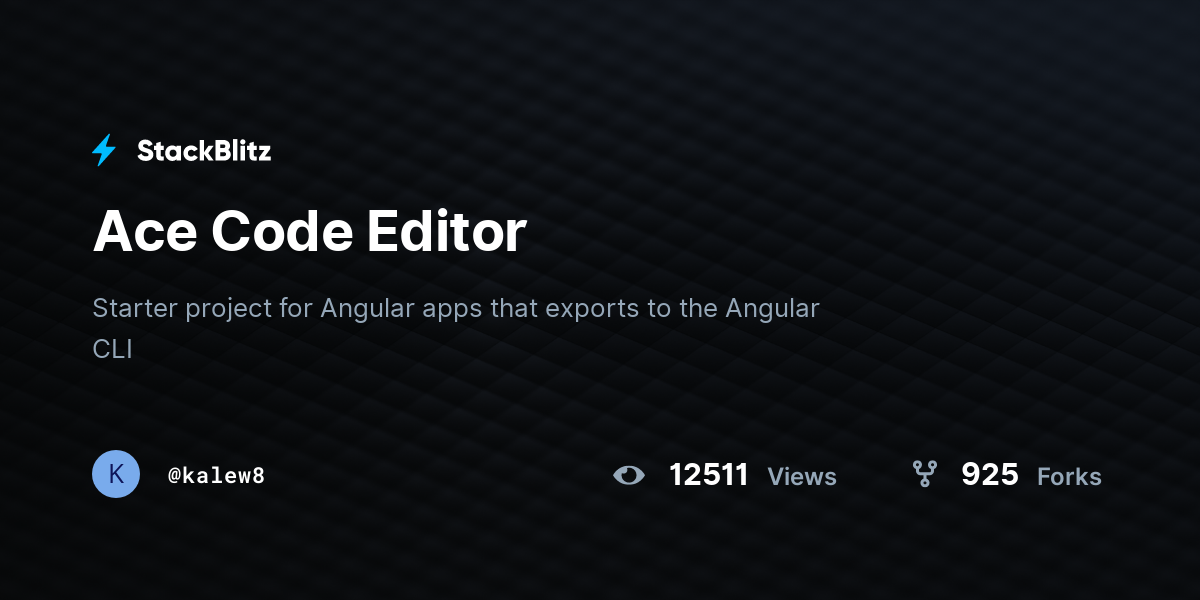 Ace Code Editor StackBlitz