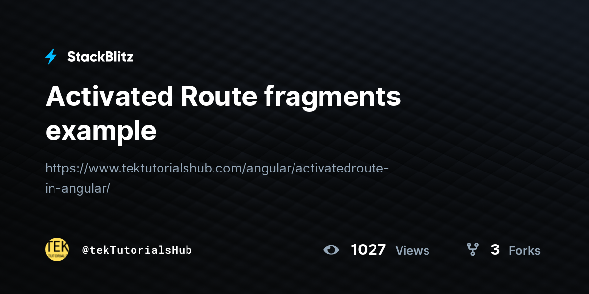 Activated Route fragments example - StackBlitz