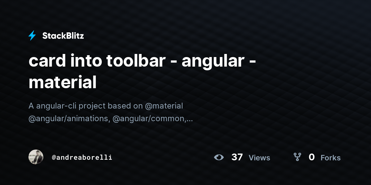 card into toolbar - angular - material - StackBlitz