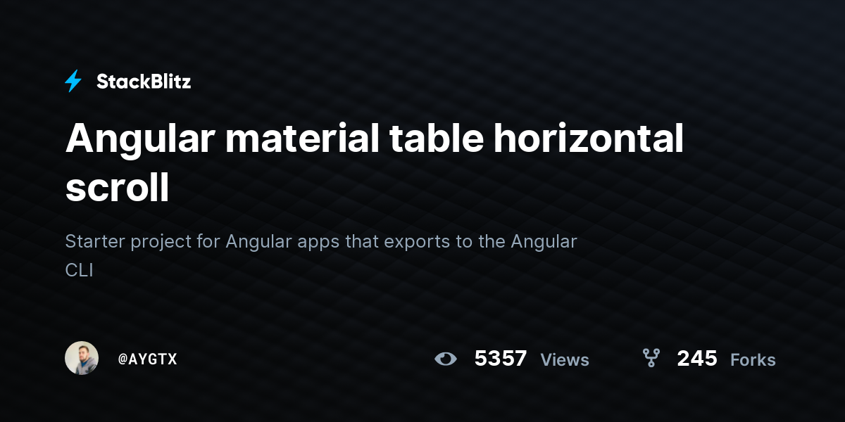 Angular material table horizontal scroll StackBlitz