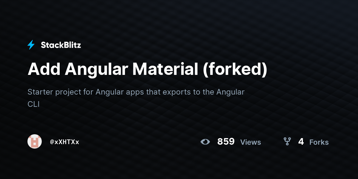 Add Angular Material (forked) - StackBlitz