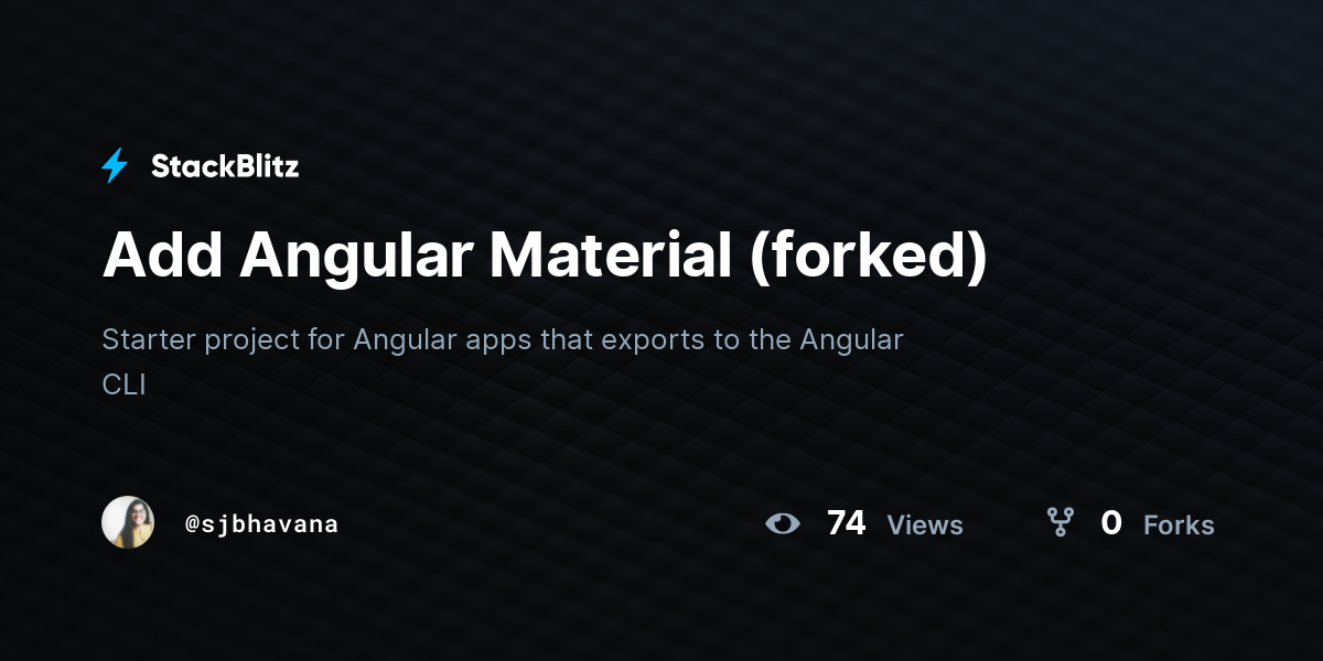 Add Angular Material (forked) - StackBlitz