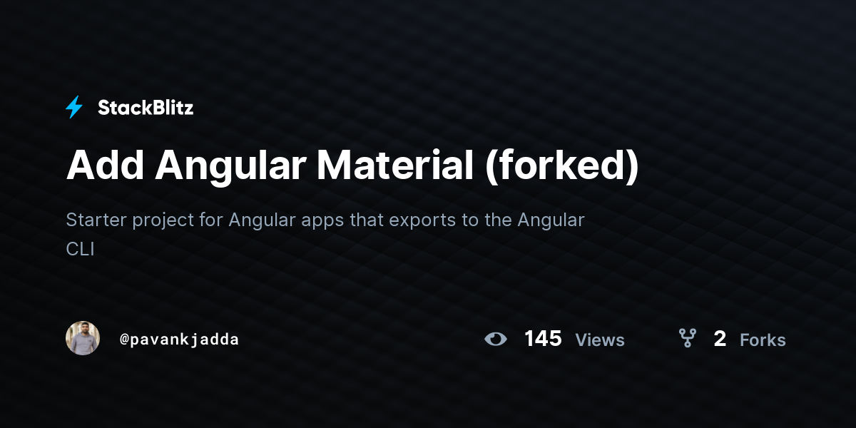 Add Angular Material (forked) - StackBlitz