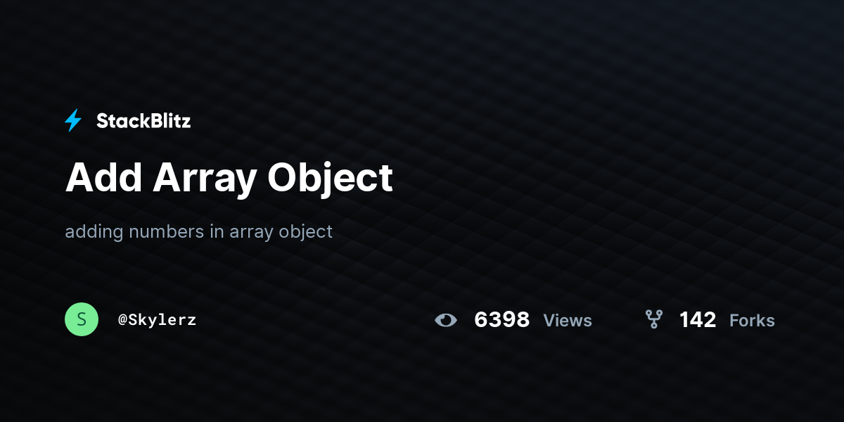 Add Array Object - StackBlitz