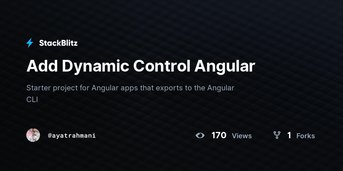 Add Dynamic Control Angular StackBlitz