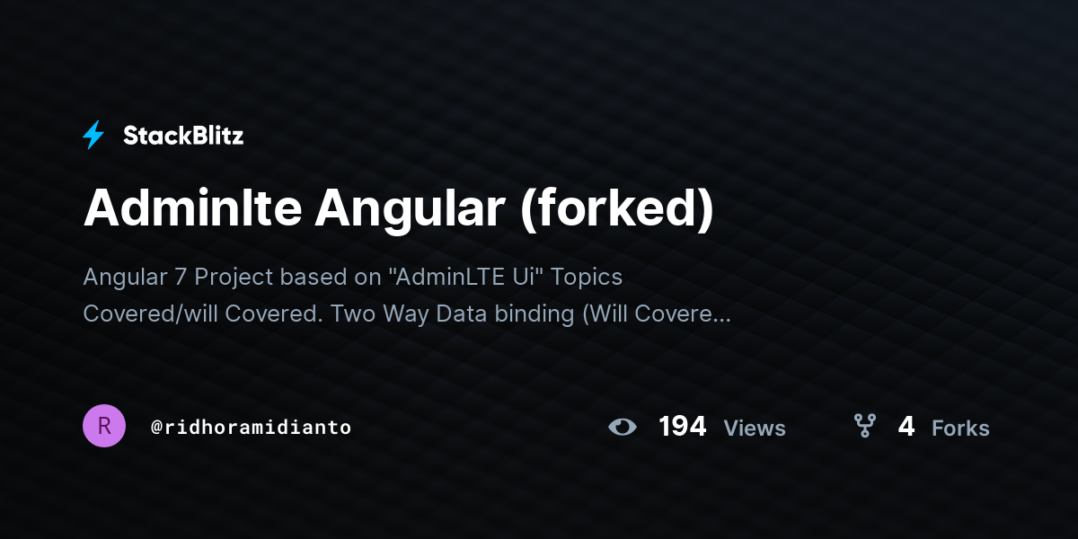 Adminlte Angular (forked) - StackBlitz