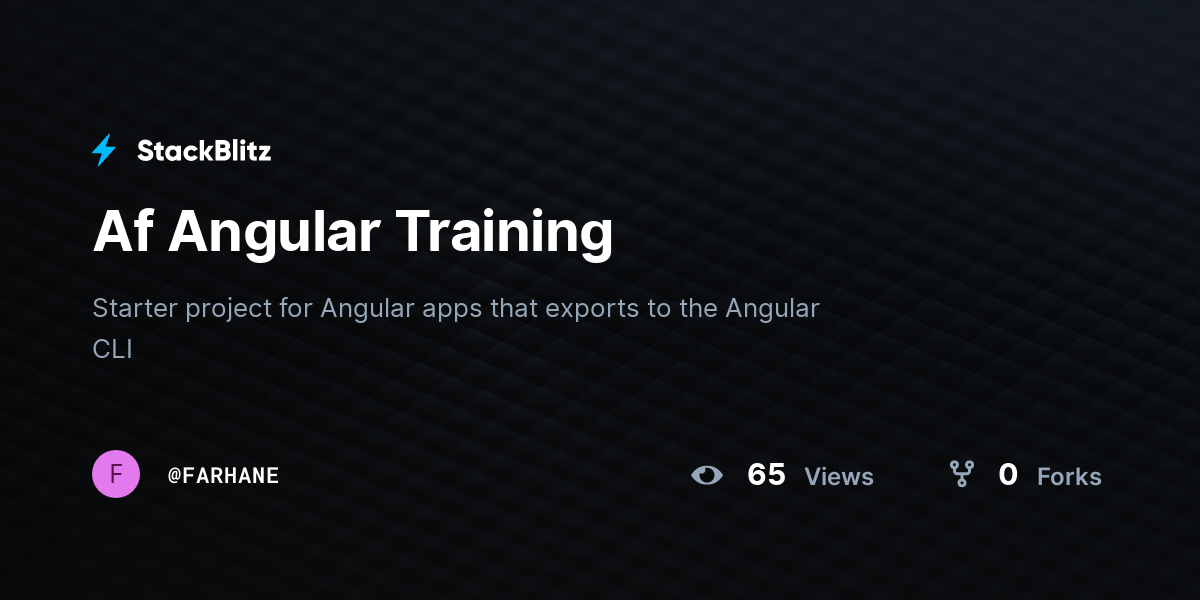 Af Angular Training - StackBlitz