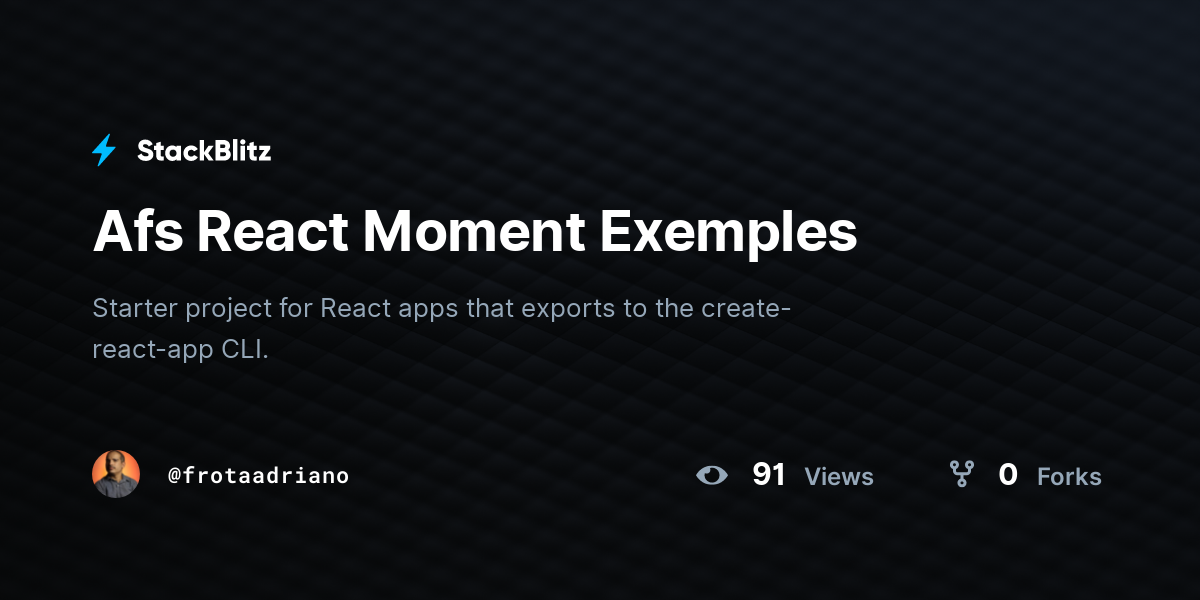 Afs React Moment Exemples - StackBlitz