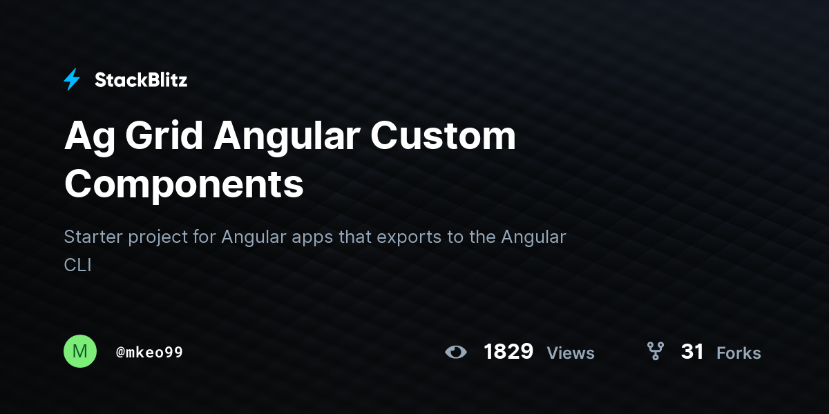 Ag Grid Angular Custom Components - StackBlitz
