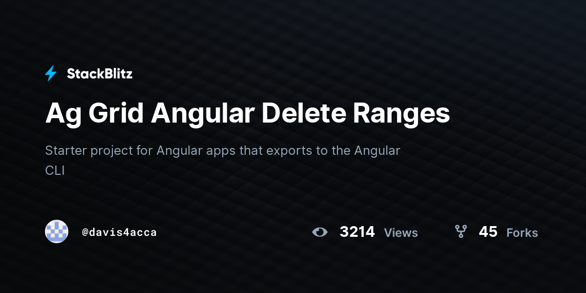 Ag Grid Angular Delete Ranges - StackBlitz