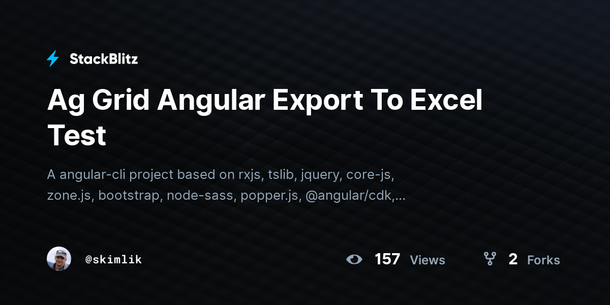 Ag Grid Angular Export To Excel Test - StackBlitz