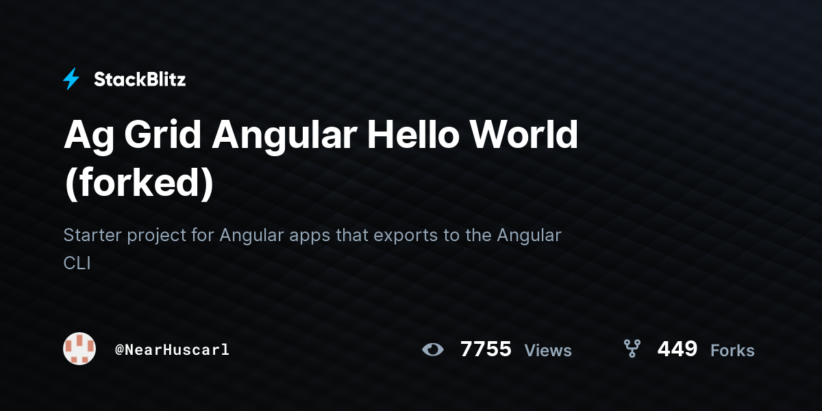 Ag Grid Angular Hello World (forked) - StackBlitz
