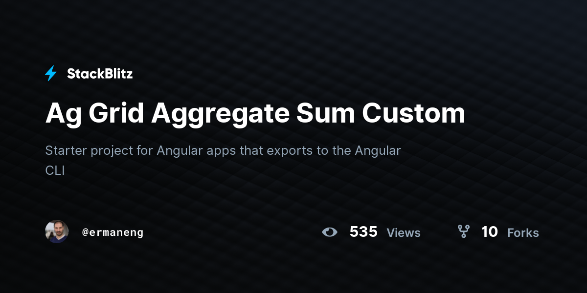 Ag Grid Aggregate Sum Custom - StackBlitz