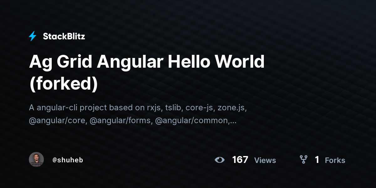 Ag Grid Angular Hello World (forked) - StackBlitz