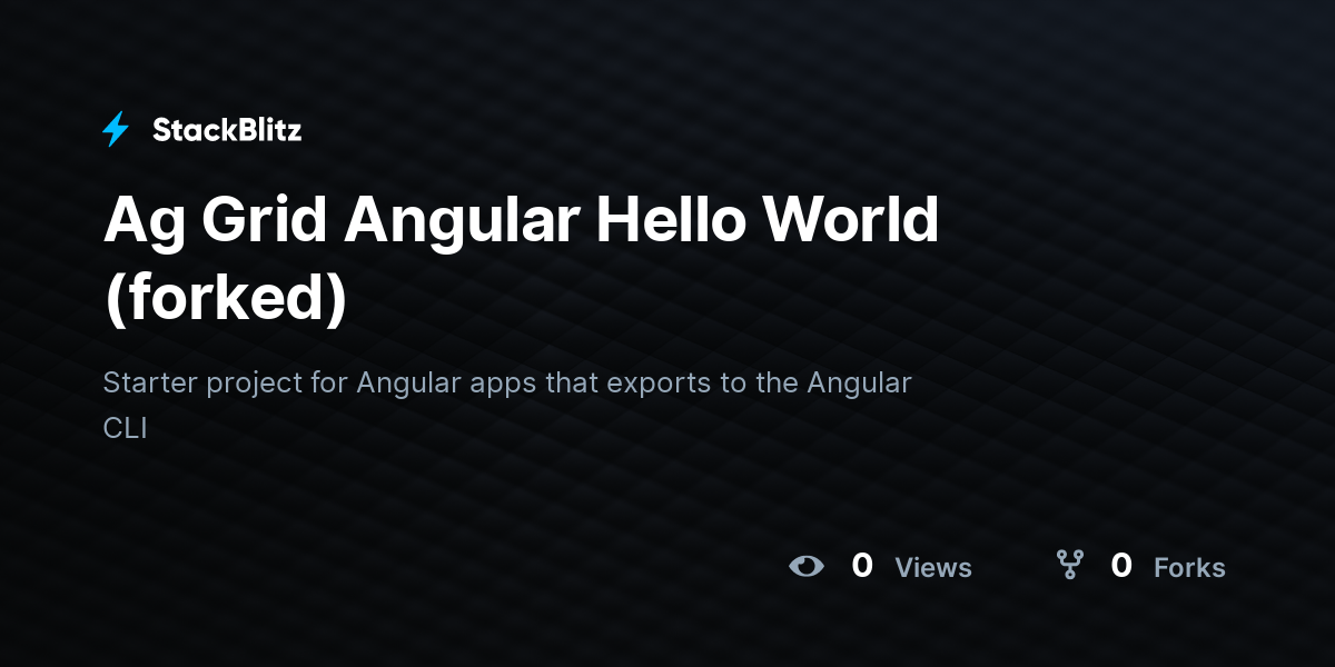 Ag Grid Angular Hello World (forked) - StackBlitz