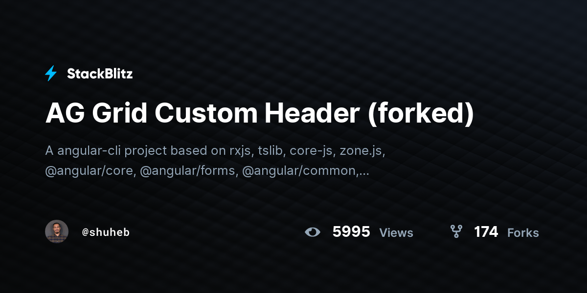 AG Grid Custom Header (forked) - StackBlitz