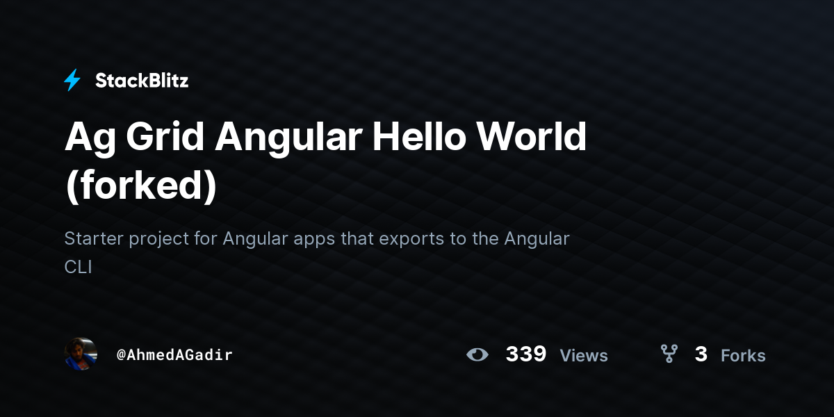 Ag Grid Angular Hello World (forked) - StackBlitz