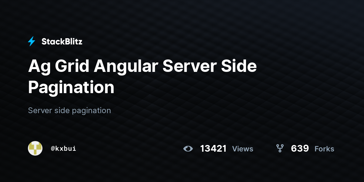 Ag Grid Angular Server Side Pagination StackBlitz