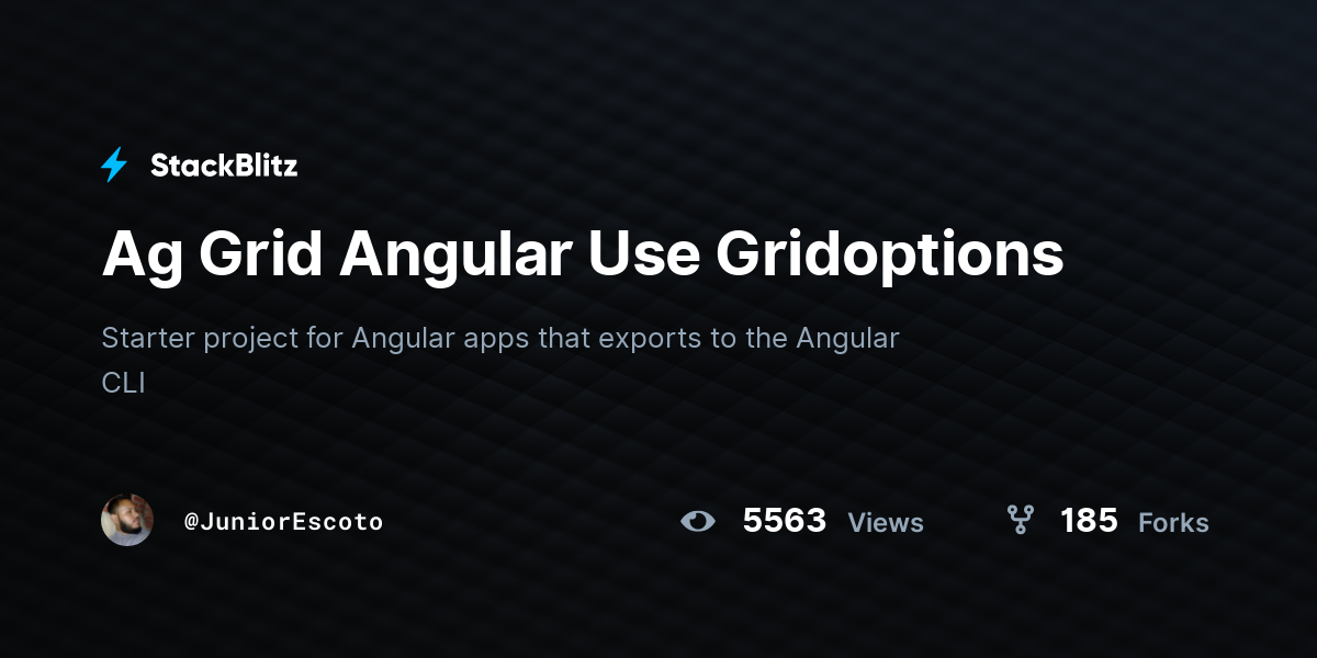 Ag Grid Angular Use Gridoptions - StackBlitz