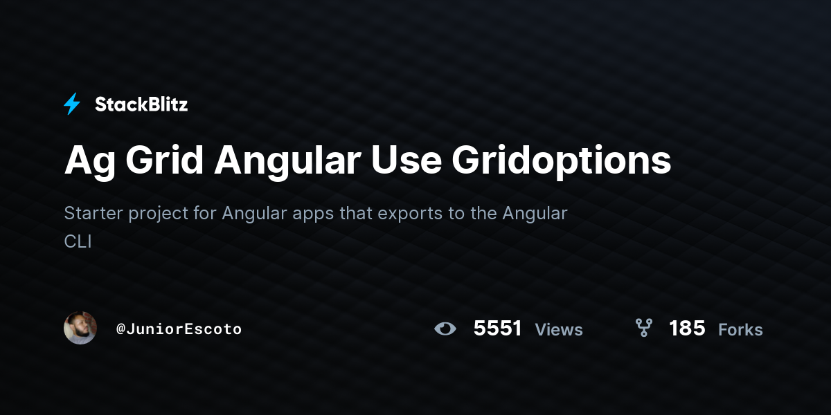 Ag Grid Angular Use Gridoptions StackBlitz