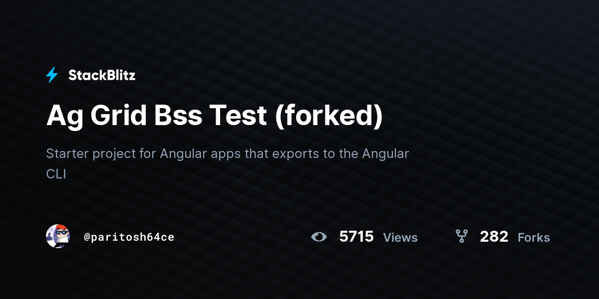 Ag Grid Bss Test (forked) - StackBlitz